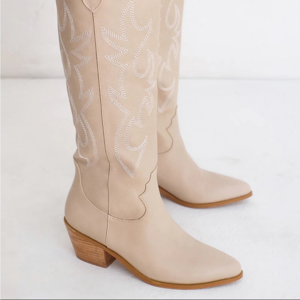 Urson Cowboy Boots Light Taupe - Picture 5 of 11